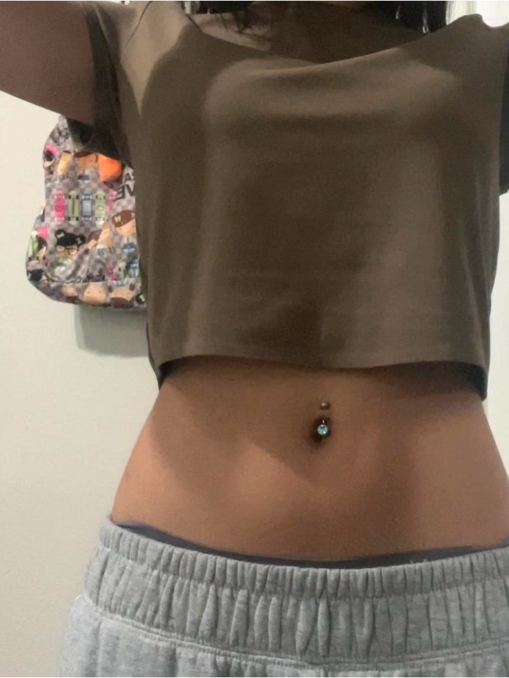 Uniqlo Earthy Brown/Coffee Cropped Tee